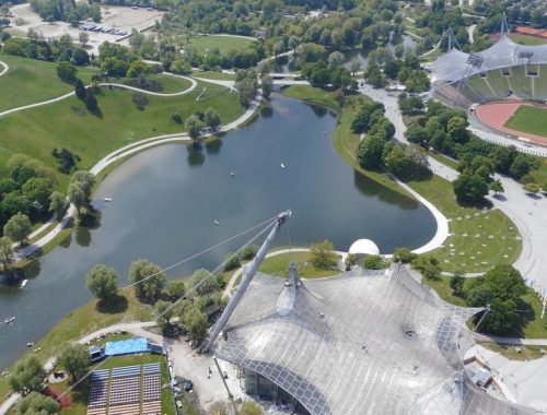 Widok z wieży widokowej - Park Olimpijski w Monachium